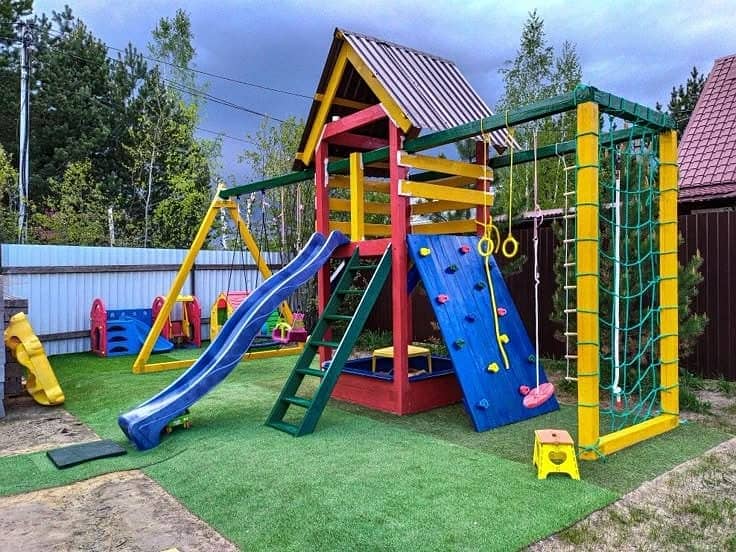 Slide/Swings/jhula/Spring rider/jungle gym/gazebo/bar/wall climbing 1