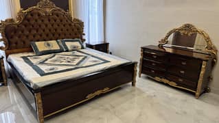 Modern King Size Bed Set/ Large Mirror/Mattress/ Dressing Table