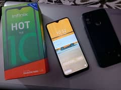 infinix hot 10 play 4/64 box and charing