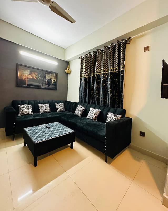 One bed luxury furnished apartment available for rent in gulberg greens islamabad. 1