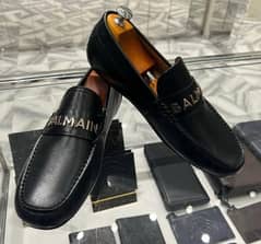 BALMAIN Men's Black Leather Luxury Formal Shoes