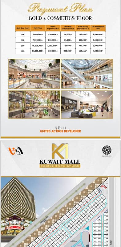 Commercial Shop for Sale Gold and Cosmetic Floor Kuwait Mall bahria town lahore 0