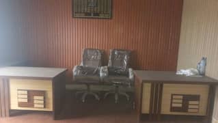 brand new 3 tables with 2 leather executive chairs