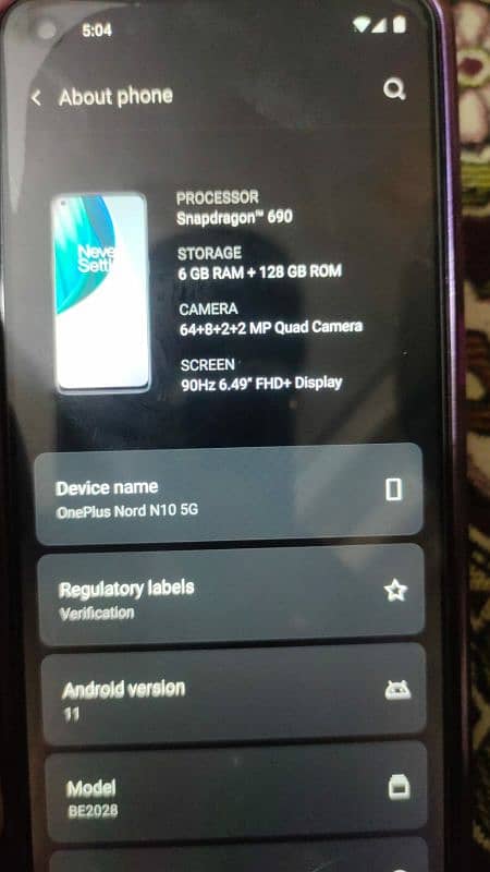 One plus Nord N 10 5g. . 6gb ram ,+128 gb rom 6