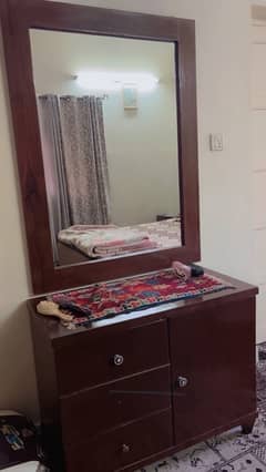 Double Bed with side table and dresser.