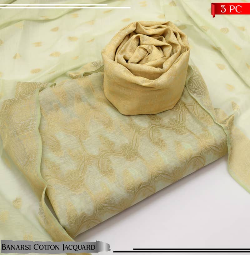 3PC Cotton Banarasi Jacquard Suit – Premium Quality 1