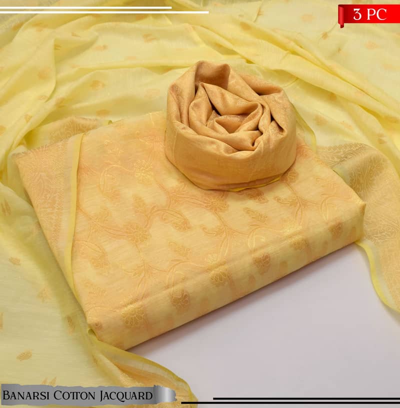 3PC Cotton Banarasi Jacquard Suit – Premium Quality 2