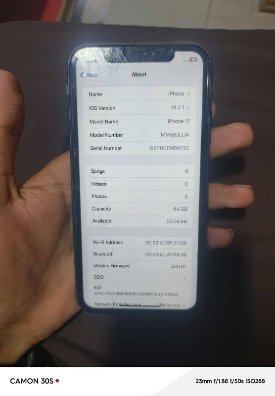 I phone 11 water pack 64gb 3 month sim working 3