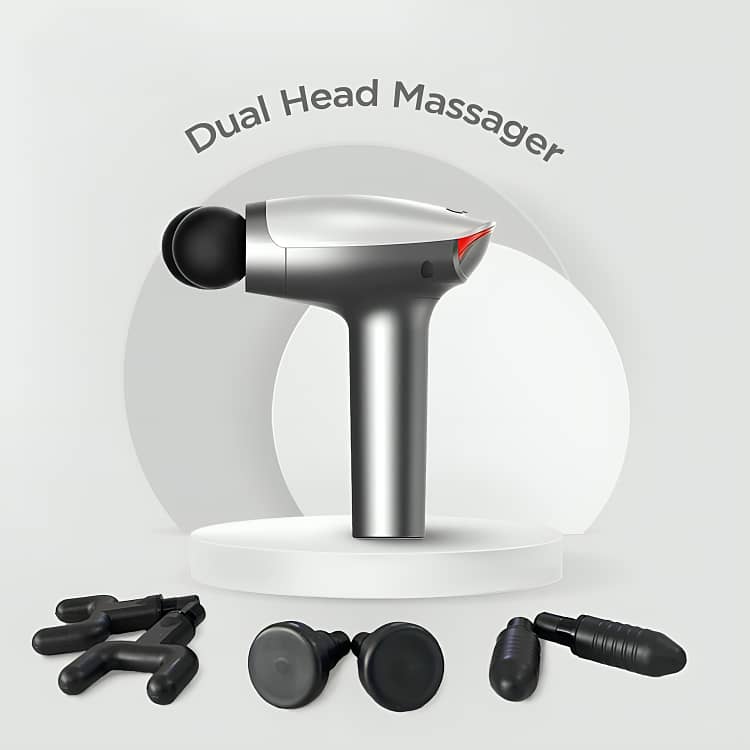 Double Head Massage Gun Deep Tissue Pain Relief Portable & Quiet COD 1