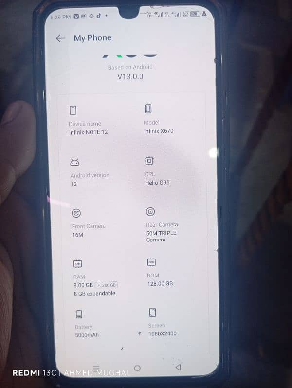 infinix note 12 vip condition one hand use 2