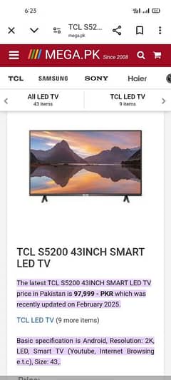 4k android led TCL brand 43 inch