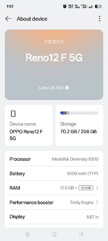 Oppo Reno 12F 5g,12/256 7