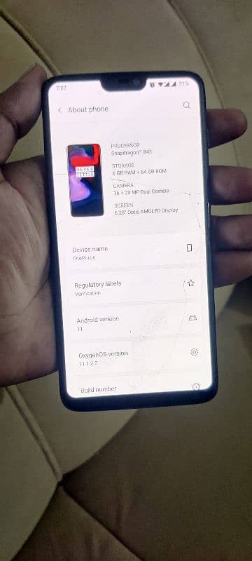 oneplus 6 dual pta 6/64 glass break 6