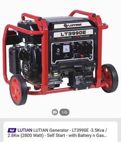 LUTIAN Generator - 3.5Kva  (2800 Watt) - Self Start - with petrol