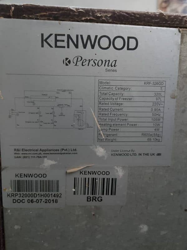 kenwood refigrator model KRF-320GD for sale 3