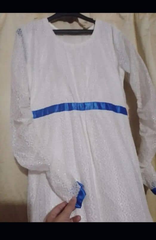 Branded stitched long White net maxi 2