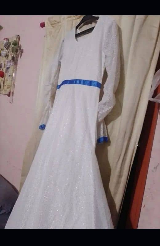 Branded stitched long White net maxi 3