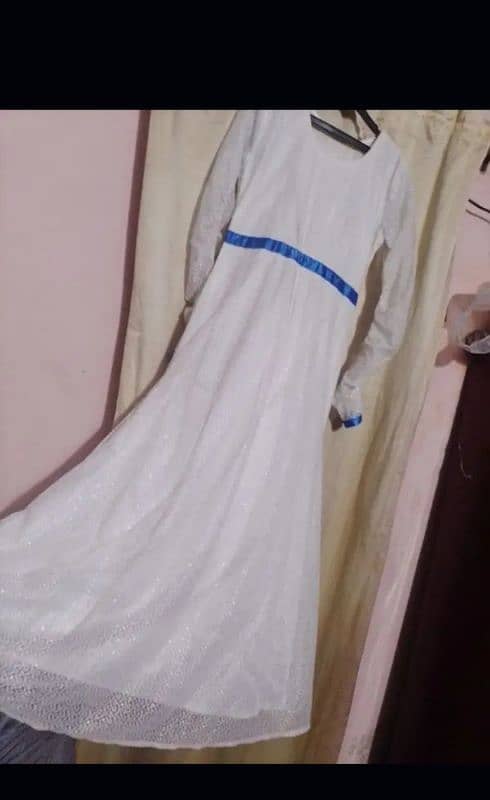 Branded stitched long White net maxi 4