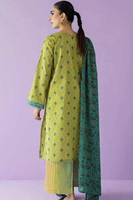 3 PCS women's unstitched lawn printed suit 3