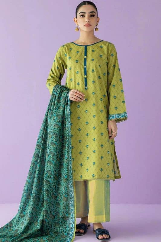 3 PCS women's unstitched lawn printed suit 4