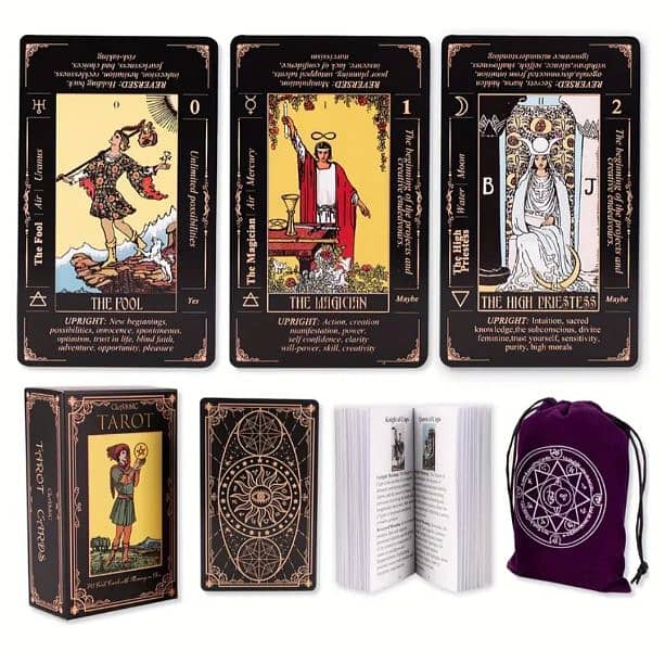 Set of 78 Classic Tarot Cards with Meanings, GuideBook & Storage Bag 1