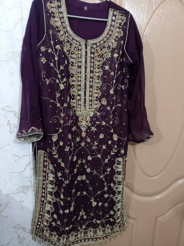 Chiffon Full Hand Work Embroidery Dress 4