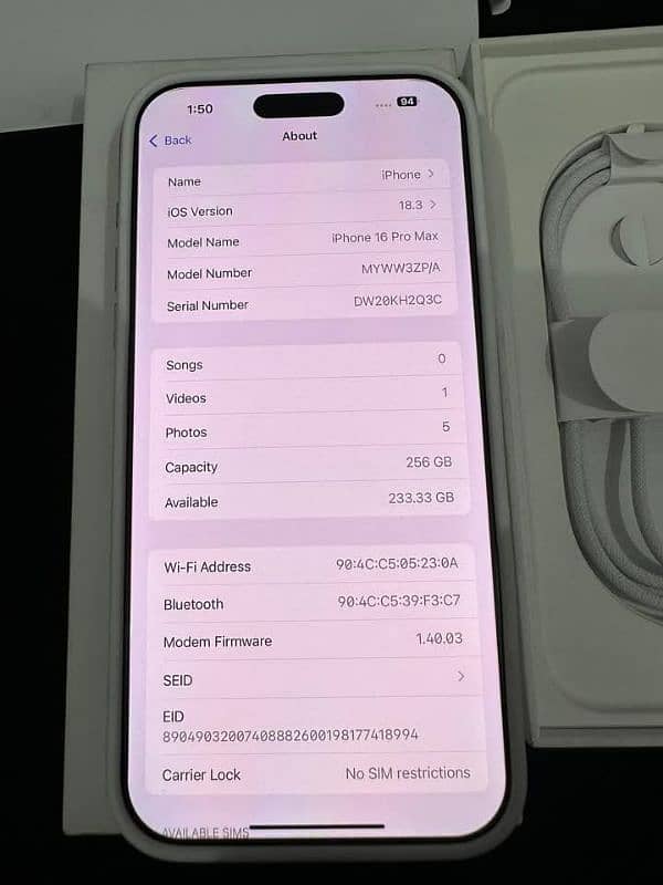 urgent sale iphone 16pro max non pta 03114149907 3