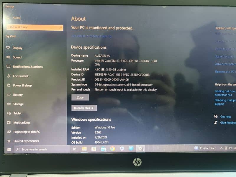 HP i3 7th Generation 7100U 3