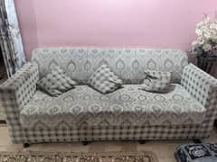 White & Grey 5-Seater Sofa Set for Sale