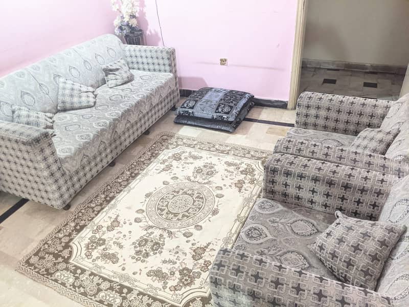 White & Grey 5-Seater Sofa Set for Sale 1