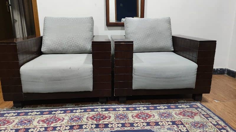 Wooden Sofas 3 +1 +1 with cushions 1