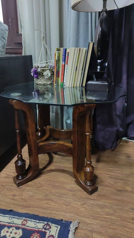 3 pc Center Table with 2 side tables glass top 1