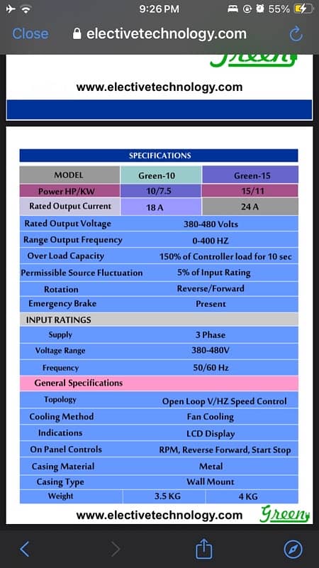 Inverters available (40% energy saver) 1