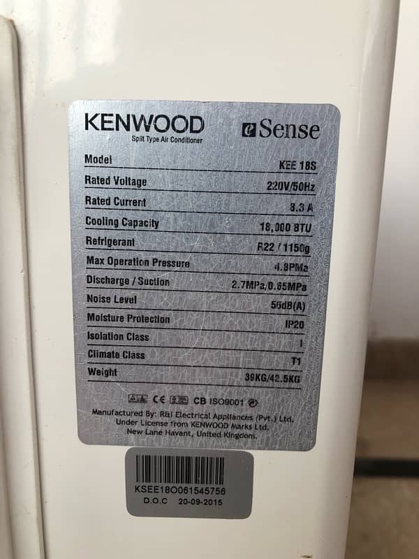 AC -Kenwood e Sense 1.5 ton 2