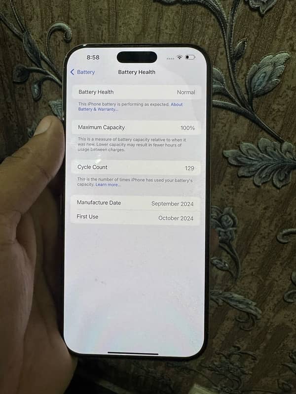 iPhone 16 pro max 256gb non pta factory unlock sim time used 4