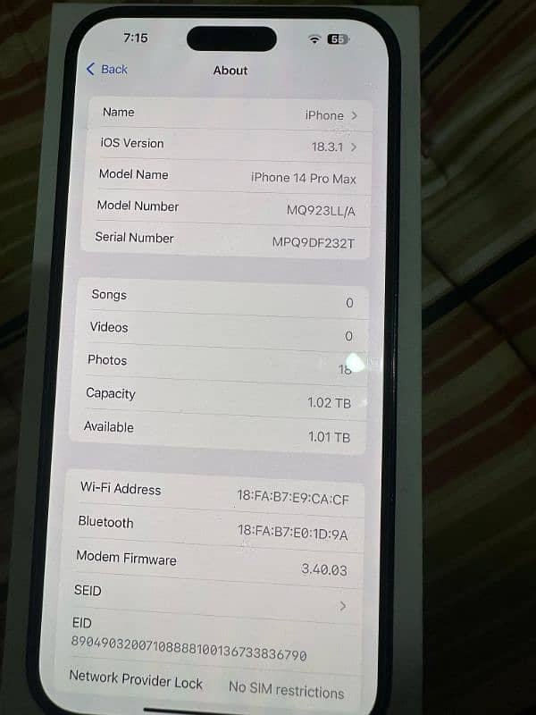 Iphone 14 pro max 1tb Factory unlock Non pta Complete box 6