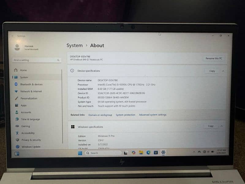 HP EliteBook 840 G7 Core i5/ 10 Gen - Touch Display 0