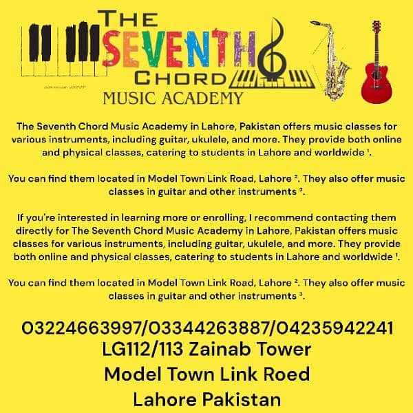 The Seventh Chord Music Academy Lahore. Music Teacher, Trainers, 5