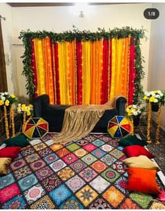 mehndi,birthday decor, Flower Decor, stage, Sound System, Lights