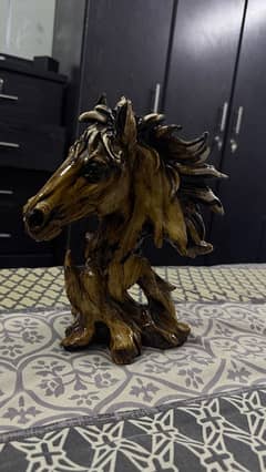 Wooden Horse Head Figure