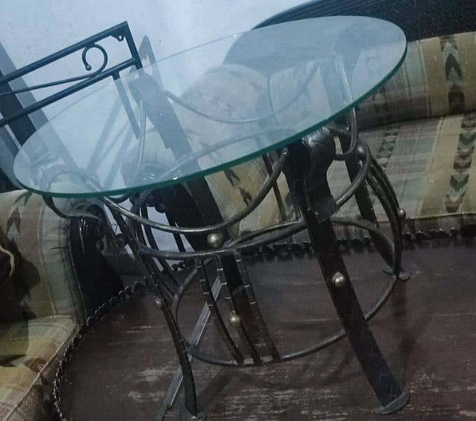 Vintage Metal Glass coffee table/ Antique Metal table/Glass Table 0