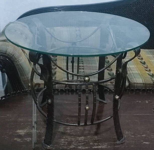 Vintage Metal Glass coffee table/ Antique Metal table/Glass Table 3