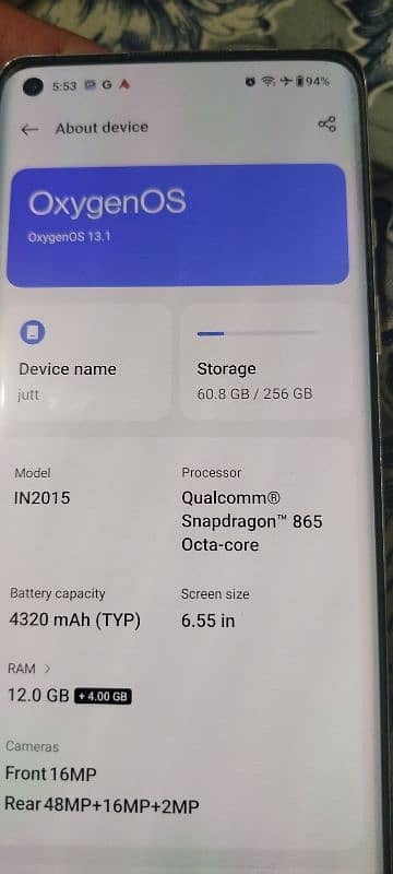 one plus 8 ( 12 gb 256 gb memory ) 10