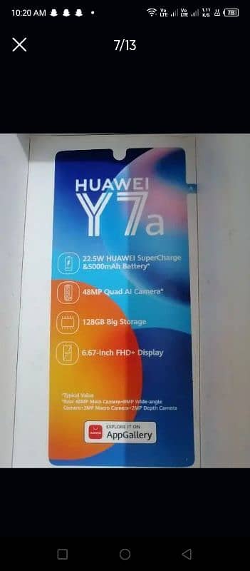 Huawei y7a total orignal no open repair neat phone 03010118477 7