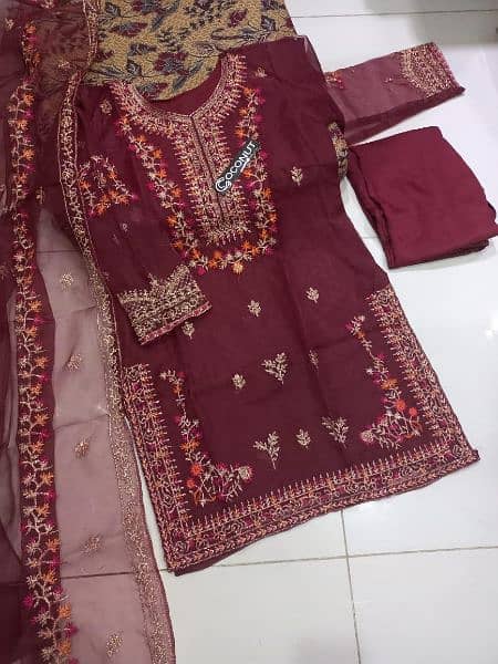 Embroidered Organza Suit 3pcs CASH ON DELIVERY 3