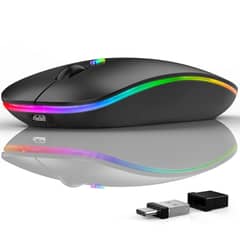 Ergonomic Dual Mode Bluetooth Wireless Mouse - RGB Backlit, Recharge