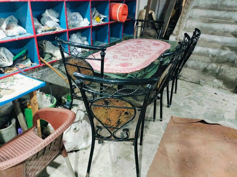 Glass Dining Table with 6 Chair's 2