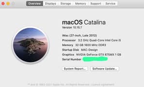 iMac (27-inch, Late 2012 Slim) i5 - 32 GB Memory | 1 GB Graphics