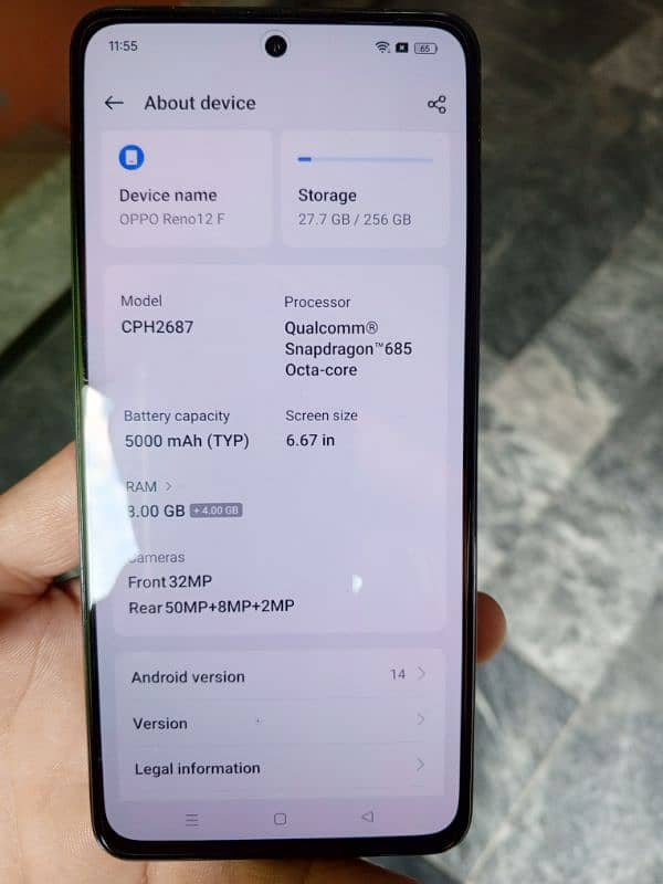 oppo reno 12 f 100% new only box open 1