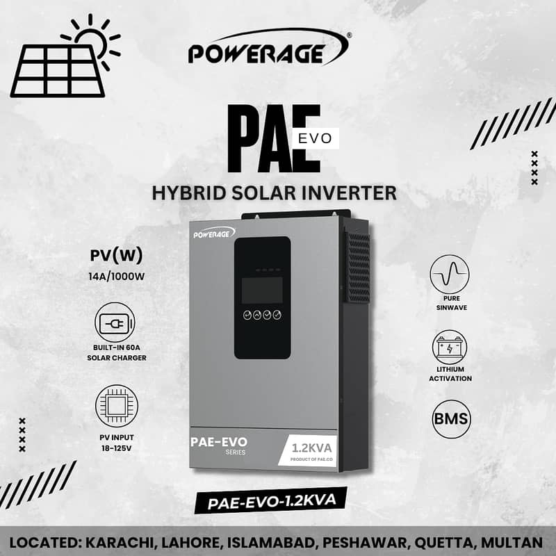 POWERAGE SINGLE PHASE HYBRID SOLAR INVERTER'S (1.2KW)(4KW)(5.5KW)(6KW) 1